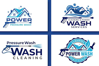 do a modern pressure washing cleaning and power washing logo in 24 hours