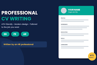 write a professional ats friendly CV in english, french or arabic