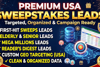 first hit sweeps leads USA elderly leads,mega millions leads,readers digest lead