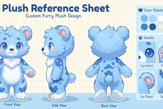 custom furry plush reference sheet character sheet labubu mascot design
