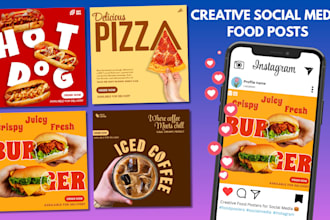 design creative and eye catching food social media posts