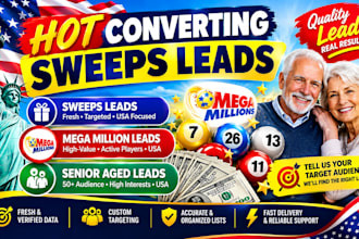give sweeps leads, senior elderly leads, gambler leads, usa leads, mega million