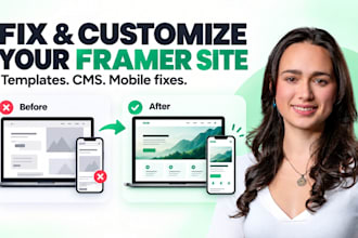update customize and fix your framer website template, cms and responsive layout