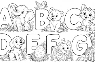 create alphabet coloring book illustrations for kids