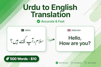accurately translate urdu to english and do data entry typing work