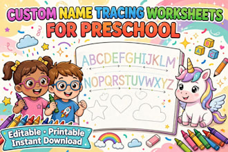 design custom name tracing worksheets for kids