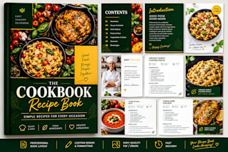 write quality cookbook recipe book design, cookbook formatting, ebook design