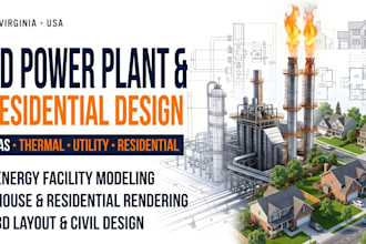 design power plant, gas plant and energy fercility model, utility plant virginia