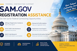 assist with samgov registration, uei, cage code and renewal