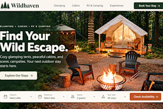 design wix glamping website campground rv park cabin rental booking website