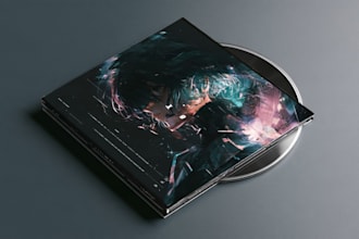 create a cinematic anime album cover with futuristic japanese vibes