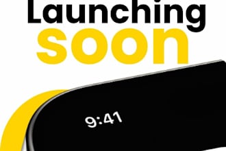 design mobile app launch, download and coming soon ads