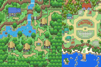 do custom pokemon pixel art map, create tileset for rpg maker mv xp mz game
