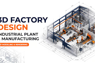 design industrial plant and manufacturing facility, 3d factory design