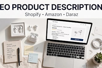 write SEO product descriptions for shopify, amazon, daraz