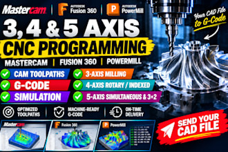 do 3 4 5 axis cnc programming and g code using mastercam fusion 360 powermill