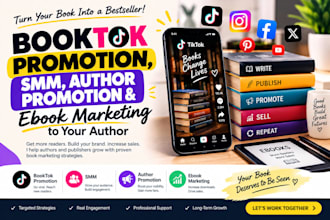 booktok promotion, smm, author promotion and ebook marketing to your author