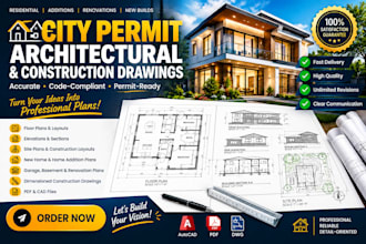 draw city permit architectural and construction drawings