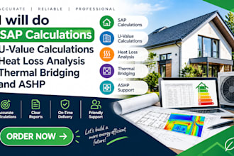 do sap calculation, u value, heat loss analysis, thermal bridging and ashp
