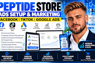 setup peptide supplements ads, facebook tiktok google ads setup peptide store