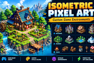 create isometric pixel art game environment and asset