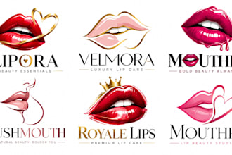 design a professional beauty, makeup, cosmetics, lipstick fashion mouth logo
