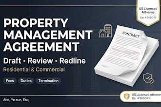 review and redline your property management agreement as a US attorney