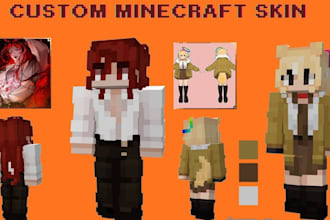 create custom minecraft skin, pixel art skin, pvp skin, smp skin and anime skin