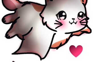 draw cute kawaii cat stickers for commercial use