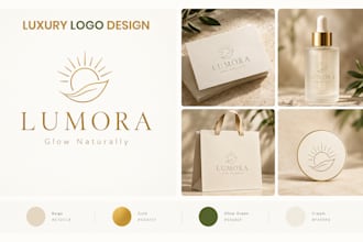 design a custom luxury business logo with brand mockups