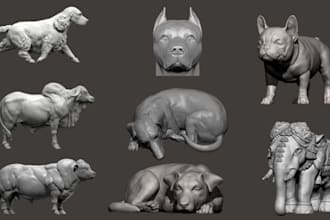 sculpt custom 3d dog model pet memorial sculpture miniature model 3d printable