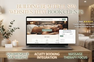 build squarespace spa and massage therapy website with acuity booking