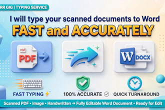 do fast and accurate typing from image and pdf to ms word and excel