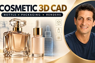 cosmetic bottle 3d cad, perfume bottle modeling, beauty packaging 3d cad renders