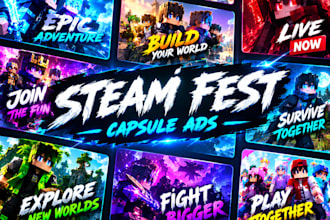 design professional steam capsule art ,steam artwork ,steam page, steam