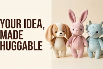 make a custom plush toy, handmade plushie or stuffed animal