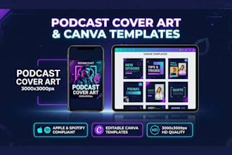 design podcast cover art and customizable canva episode templates