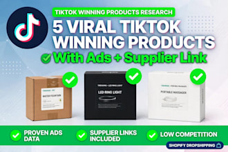 find 5 viral tiktok winning products with ads and supplier link