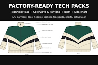 create a professional fashion tech pack for any garment