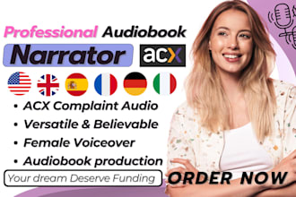 narrate your audiobook to acx audible standards female voiceover