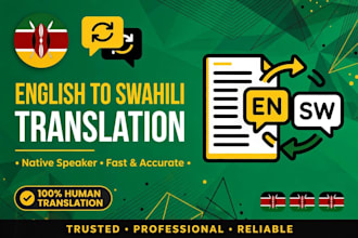 translate english to swahili and swahili to english native and professional