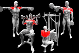 create realistic 3d workout and gym exercise animations