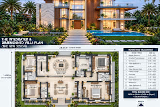 design 3d interior exterior villa and detailed floor plans