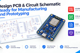 design pcb and circuit schematic, ready for manufacturing and prototyping