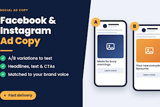 write facebook and instagram ad copy with ab test variations
