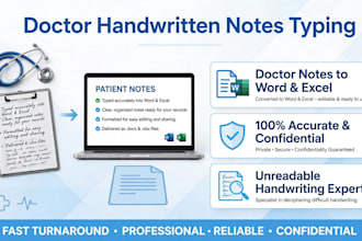 do medical data entry, pharma typing, notes to excel