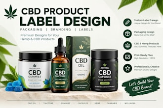 design professional cbd product labels, packaging, cannabis wellness branding