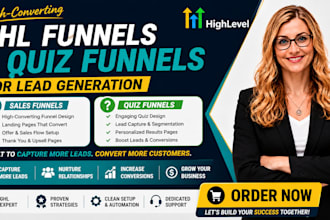 build a gohighlevel ghl sales funnel and quiz funnel for lead generation