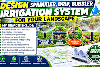 design sprinkler, drip, bubbler irrigation system for your landscape