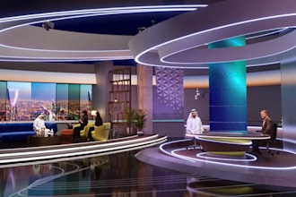 create a stunning 3d TV studio, news broadcast, and virtual production stage